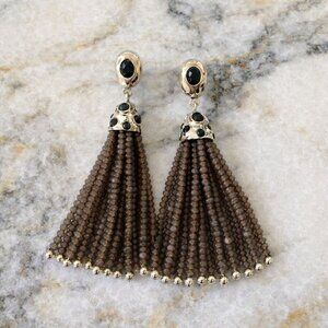 Chico's Black & Silver Tassel Drop Earrings Brand New!